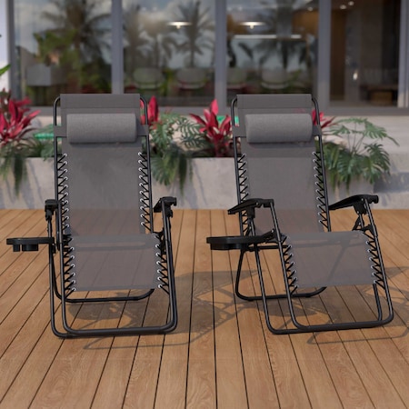 Flash Furniture Gray Mesh Zero Gravity Lounge Chair, PK 2 2-GM-103122SS-GR-GG